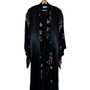 VTG Victoria secret gold label flare floral kimono maxi robe with silky detail